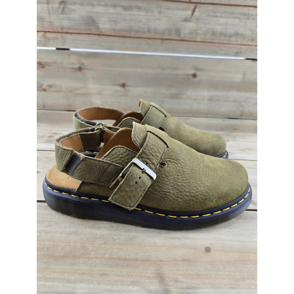 Dr. Martens Jorge II Olive Green Leather Slingback Mules Clogs Mens 10 Womens 11